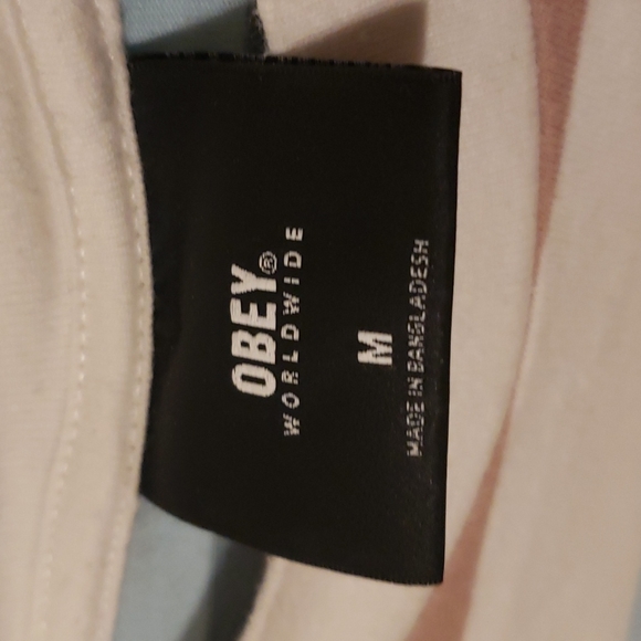 M Obey Rebel Rose Striped Long Sleeve T-Shirt. - Picture 4 of 8